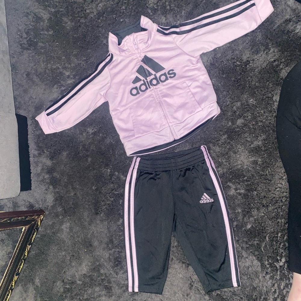Adidas Pink and Black Tracksuit